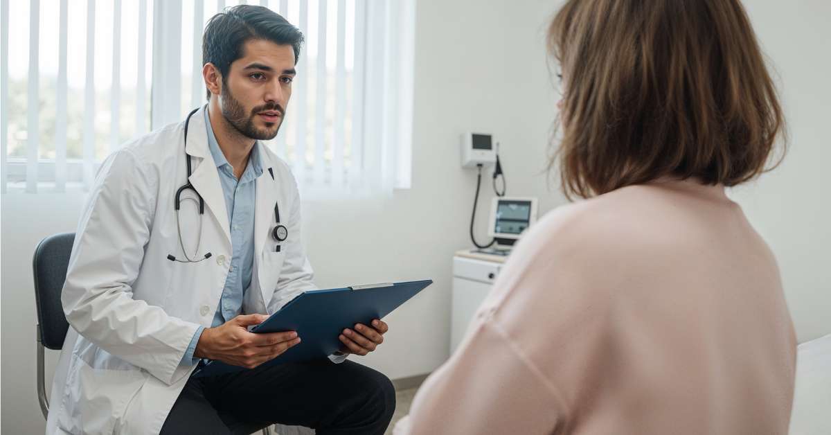 A warm clinical scene suggesting an accessible local behavioral health visit